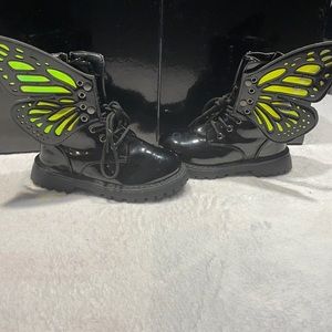 Girls Butterfly black boots